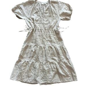 WILFRED DECADENCE 100% ORGANIC LINEN FLAX TIERED MIDI DRESS NWOT SIZE L ARITZIA
